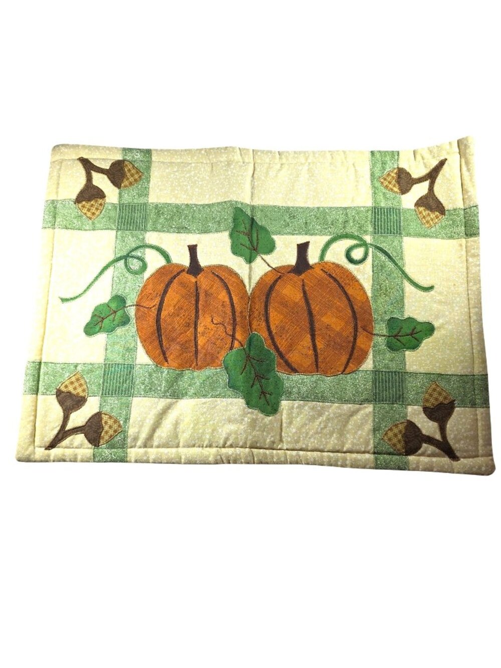 Set of 2 Placemats Fall Pumpkin green orange autumn Thanksgiving holiday